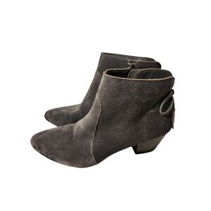 Tahari Women's Charles Gray Lace Up Back Side Zip Size 7.5 Block Heel Bootie